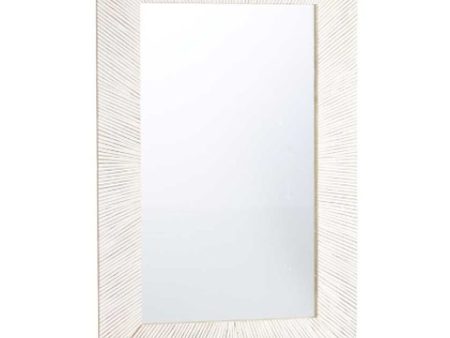 Wall mirror 38 White Brown Stripes 90 x 60 x 2 cm Rectangular For Cheap