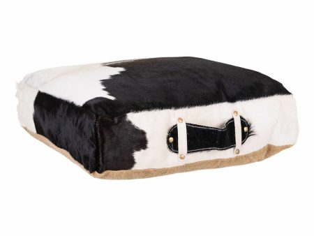 Cushion Alexandra House Living White Black Leather 10 x 48 x 48 cm Hot on Sale