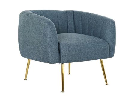 Armchair DKD Home Decor Blue Golden Foam Wood Metal Plastic 81 x 75 x 73 cm For Cheap