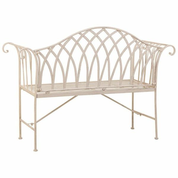 Bench Alexandra House Living White Iron 50 x 88 x 110 cm For Discount