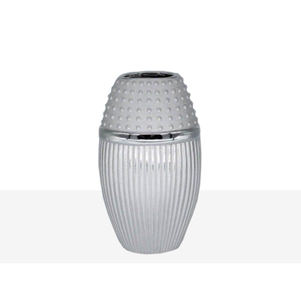 Vase Romimex Silver Ceramic 15 x 26 x 11 cm Discount