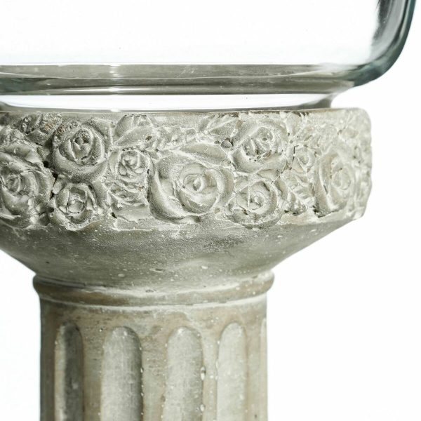 Candleholder 17,5 x 17,5 x 33,5 cm Crystal Grey Cement Fashion