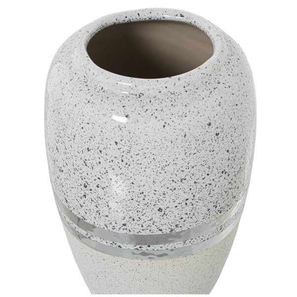 Vase Alexandra House Living White Silver Ceramic 13 x 20 cm Online Hot Sale