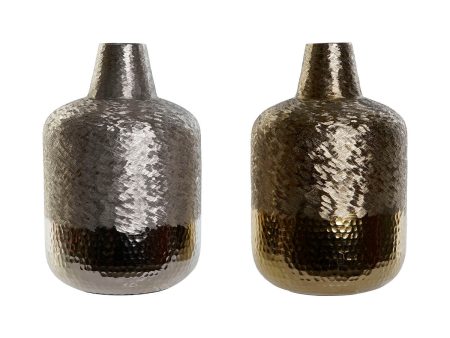 Vase DKD Home Decor Golden Silver Aluminium Modern 22 x 22 x 33 cm (2 Units) Online Hot Sale