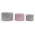 Basket set DKD Home Decor Grey Pink polypropylene 27 x 27 x 17 cm Sale