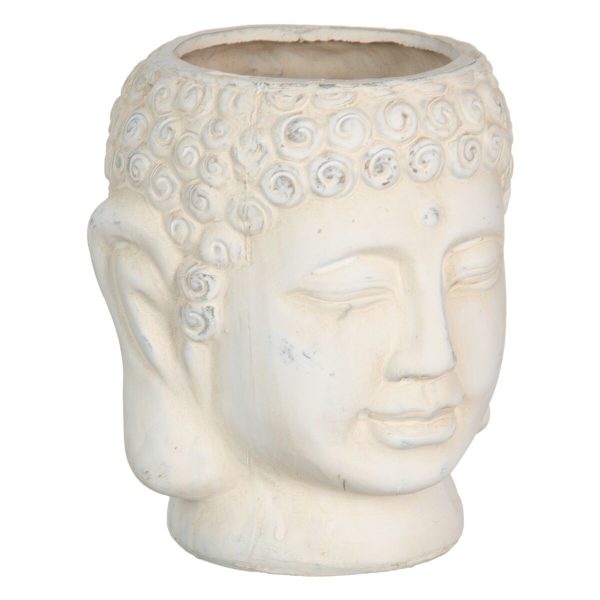 Planter Cream Terracotta Buddha Oriental 14 x 14 x 15,5 cm Hot on Sale