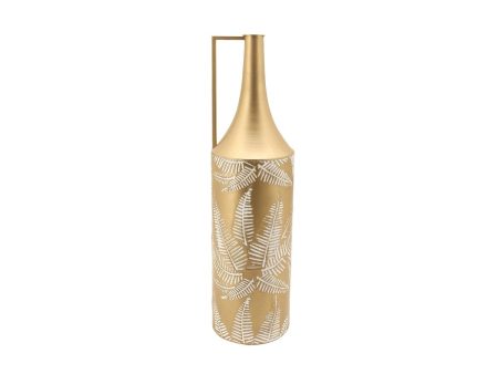 Vase DKD Home Decor Golden Metal Cream Tropical Leaf of a plant (21 x 21 x 81 cm) For Cheap