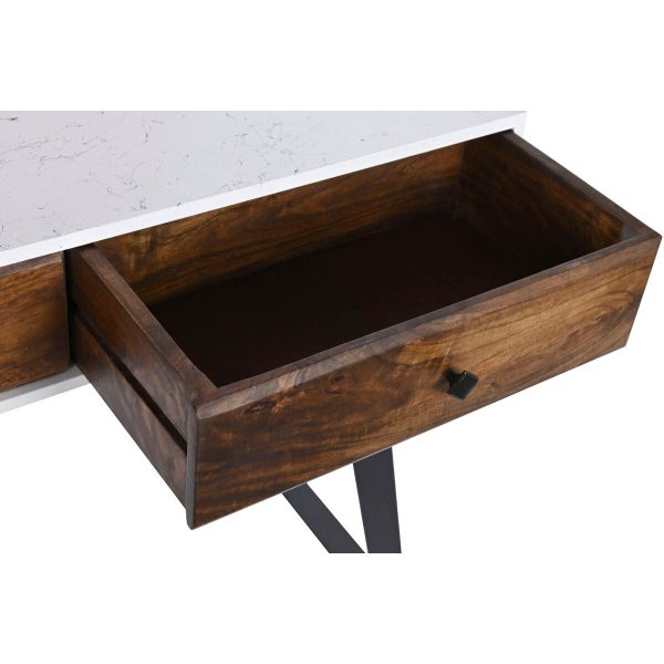 Console DKD Home Decor Metal White Mango wood 105 x 35 x 77 cm Discount