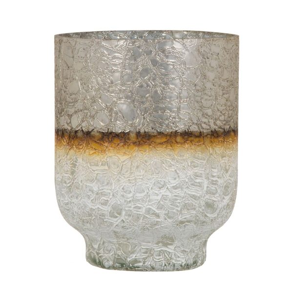 Vase Crystal Golden White 15 x 15 x 19 cm Online Hot Sale