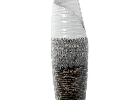 Vase Alexandra House Living White Grey Ceramic 11 x 49 cm For Discount