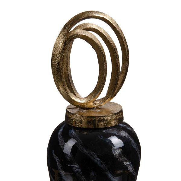 Vase Crystal Black Golden Metal 15 x 15 x 46 cm Online Sale