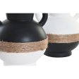 Vase DKD Home Decor 16,5 x 16,5 x 24 cm Ceramic Black Brown Rope White (2 Units) Online Hot Sale