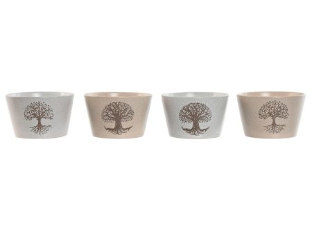 Bowl Home ESPRIT White Beige Stoneware 570 ml 13 x 13 x 8 cm (4 Units) For Sale