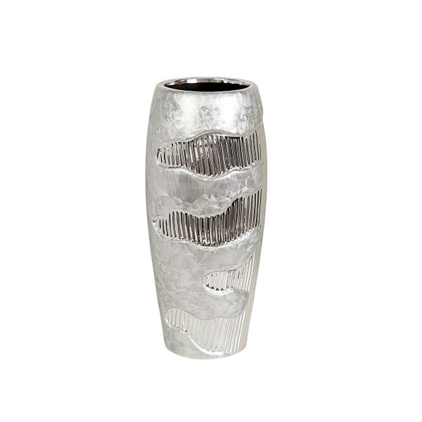 Vase Romimex Silver Ceramic 14 x 30 x 14 cm For Cheap