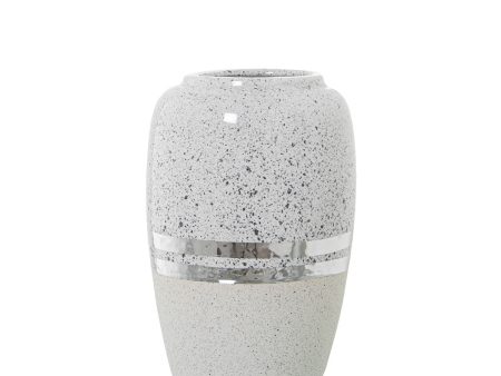 Vase Alexandra House Living White Silver Ceramic 13 x 20 cm Online Hot Sale