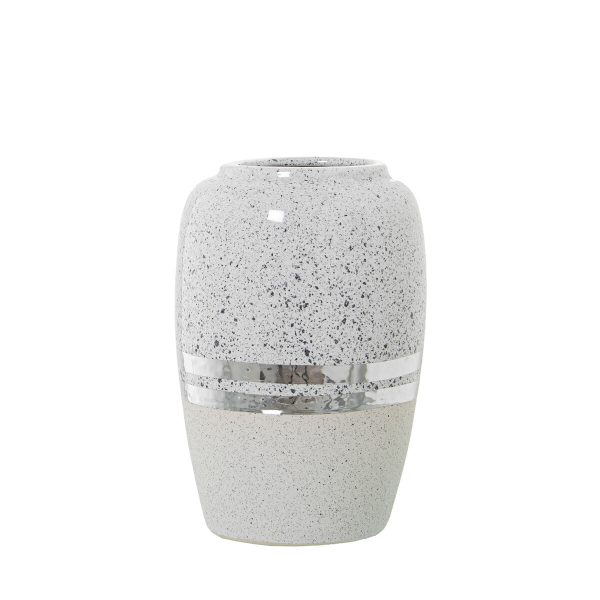 Vase Alexandra House Living White Silver Ceramic 13 x 20 cm Online Hot Sale