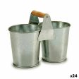 Planter Double Brown Silver Wood Zinc 20 x 15 x 10,2 cm (24 Units) For Discount