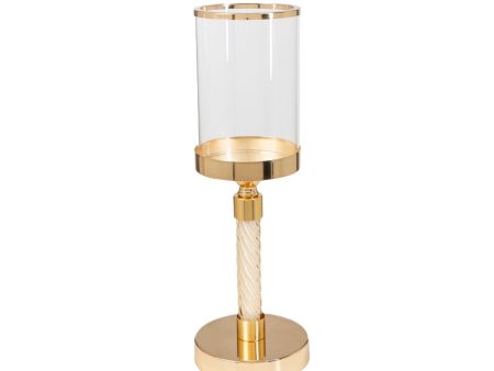 Candleholder Romimex Golden Metal Glass 12 x 41 x 12 cm Online