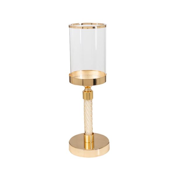 Candleholder Romimex Golden Metal Glass 12 x 41 x 12 cm Online