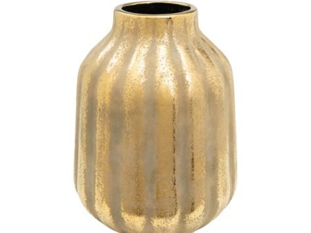 Vase Romimex Golden Porcelain Stripes 21 x 27 x 21 cm Sale