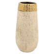 Vase Romimex Beige Golden Porcelain 14 x 30 x 14 cm Hot on Sale