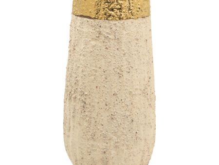 Vase Romimex Beige Golden Porcelain 14 x 30 x 14 cm Hot on Sale