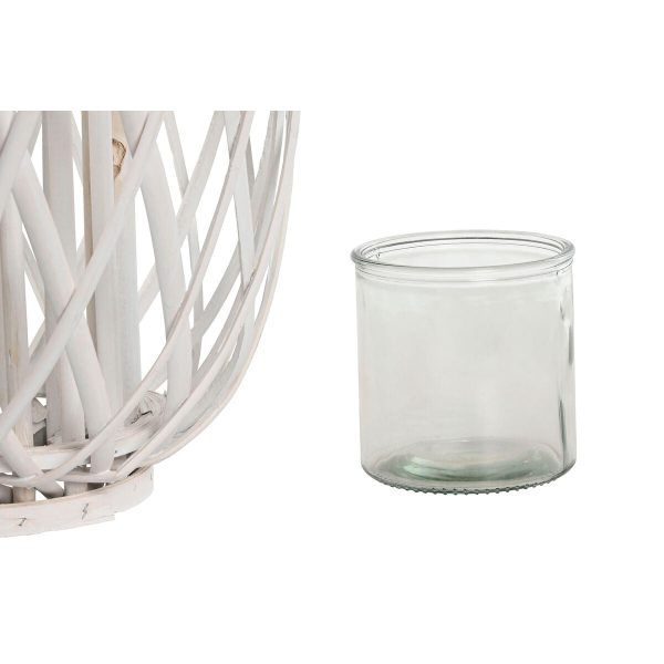 Candleholder Home ESPRIT White wicker Crystal 34 x 34 x 80 cm Online Hot Sale