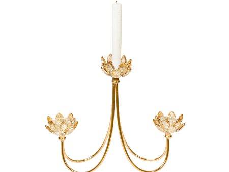 Candle Holder Romimex Golden Metal Glass 31 x 26 x 6 cm Fashion