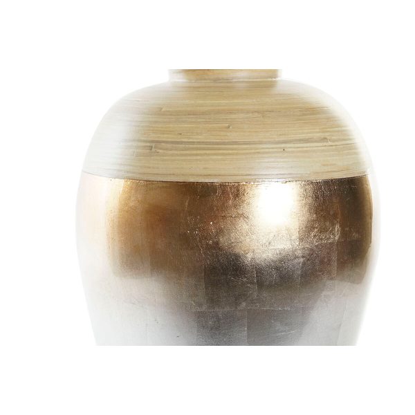 Vase DKD Home Decor Natural Silver Golden Mother of pearl Bamboo Tropical Leaf of a plant (25 x 25 x 53 cm) Sale