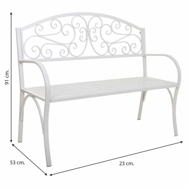 Bench Alexandra House Living White Iron 53 x 91 x 153 cm Online Sale