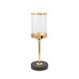 Candleholder Romimex Golden Metal Glass 10 x 37 x 10 cm Discount