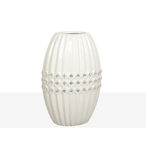 Vase Romimex White Silver Ceramic 19 x 29 x 13 cm on Sale