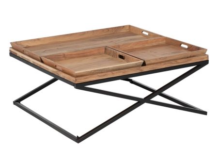 Centre Table Natural Iron Mango wood 85 x 85 x 39 cm For Cheap