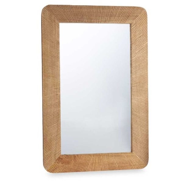 Wall mirror 44 Brown Stripes 90 x 60 x 2 cm Rectangular Online Sale