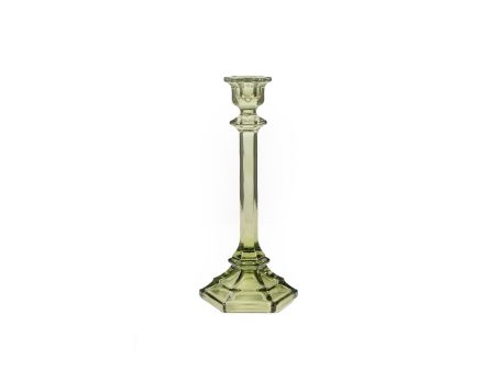 Candleholder Romimex Green Glass 10 x 24 x 10 cm Hot on Sale