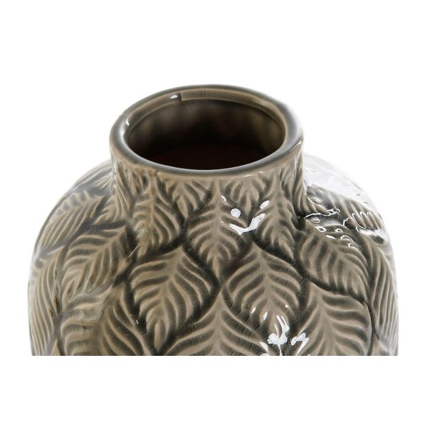 Vase DKD Home Decor Green Grey Porcelain Oriental 16 x 16 x 40 cm (2 Units) Cheap