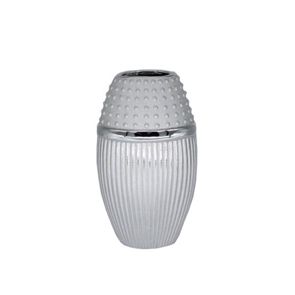 Vase Romimex Silver Ceramic 15 x 26 x 11 cm Discount