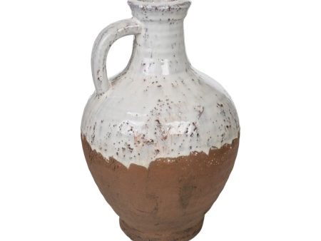 Vase Romimex White Terracotta Rustic 20 x 30 x 20 cm With handle Discount