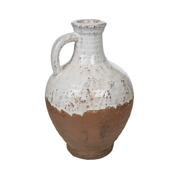 Vase Romimex White Terracotta Rustic 20 x 30 x 20 cm With handle Discount