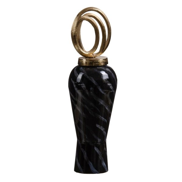 Vase Crystal Black Golden Metal 15 x 15 x 46 cm Online Sale