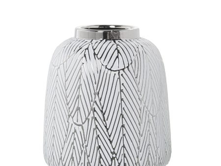 Vase Alexandra House Living White Silver Ceramic 18 x 20 cm For Discount