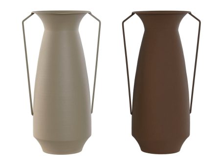 Vase Home ESPRIT Brown Beige Metal 25 x 25 x 44 cm (2 Units) Online Sale