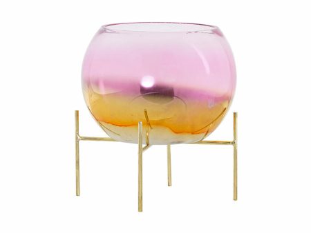 Candleholder DKD Home Decor 8424001830619 Pink Golden Metal Crystal 19 x 19 x 20,5 cm Fashion