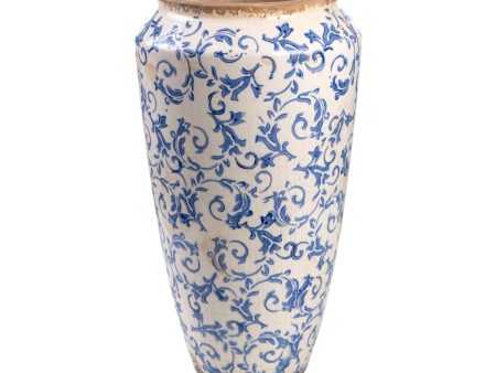 Vase Romimex Blue White Porcelain 21 x 37 x 21 cm With handles For Sale