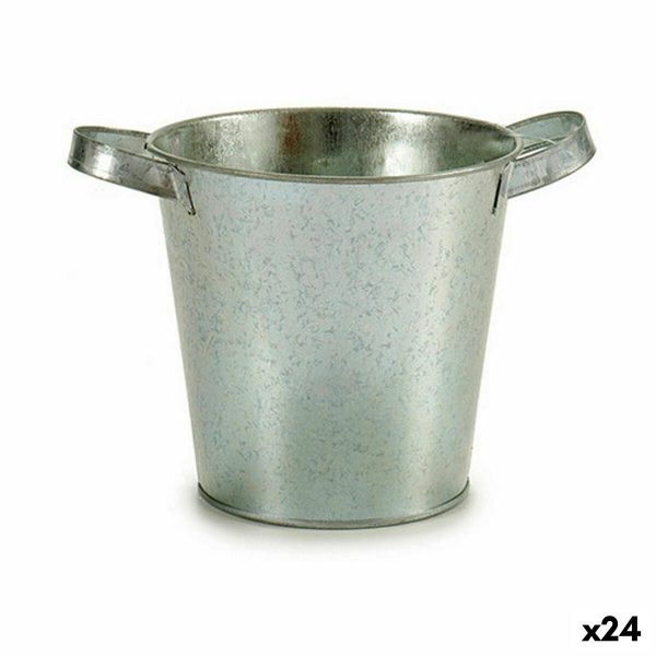 Planter Bucket Silver Zinc 20 x 14 x 16,2 cm (24 Units) Discount