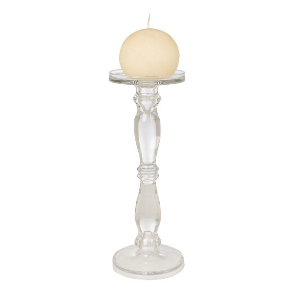 Candleholder Romimex Transparent Glass 13 x 35 x 13 cm Discount