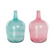 Vase DKD Home Decor Green Pink Tempered Glass 25 x 25 x 40 cm (2 Units) For Sale