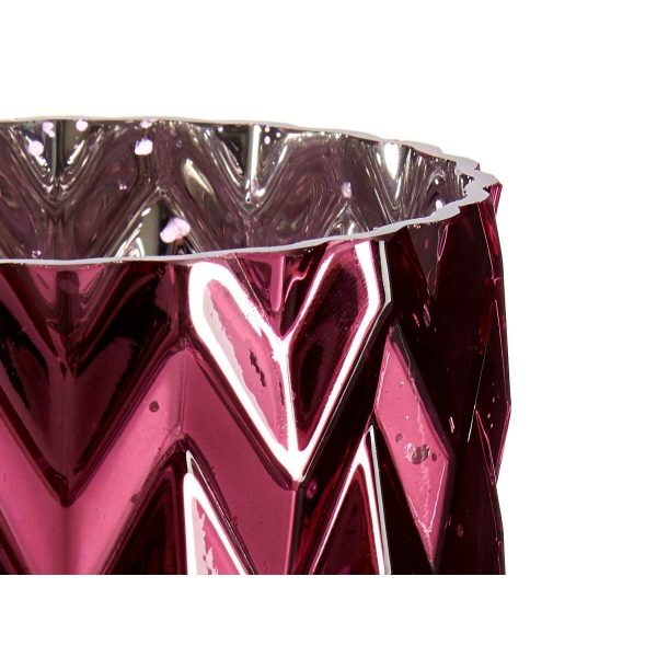 Vase Engraving Ear (of wheat) Pink Crystal 11,3 x 19,5 x 11,3 cm (6 Units) Discount