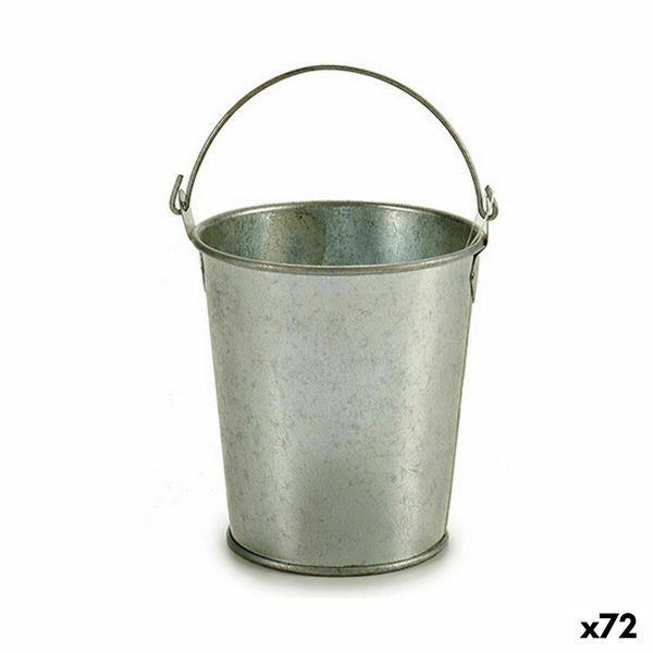 Planter Bucket Silver Zinc 15,5 x 11 x 11 cm (72 Units) Fashion