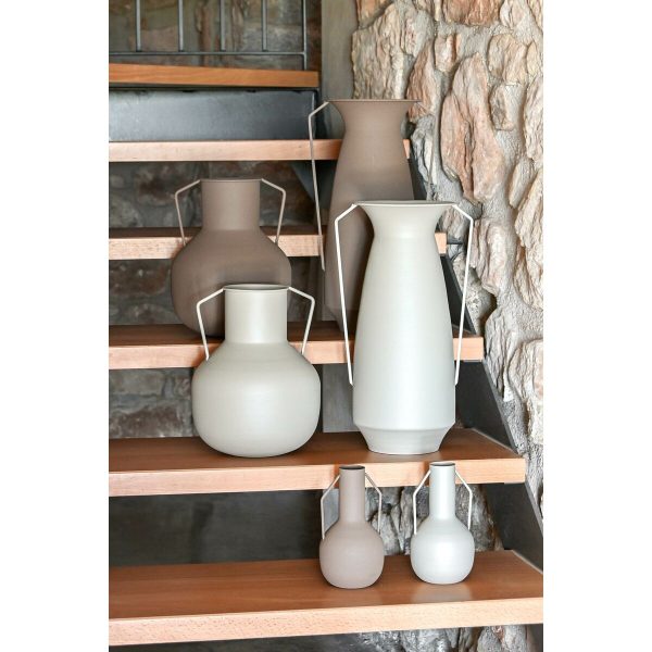 Vase Home ESPRIT Brown Beige Metal 25 x 25 x 44 cm (2 Units) Online Sale